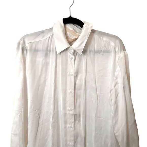 PIPPA‎ THE LABEL Satin Button Down White NWT XS - Picture 3 of 4